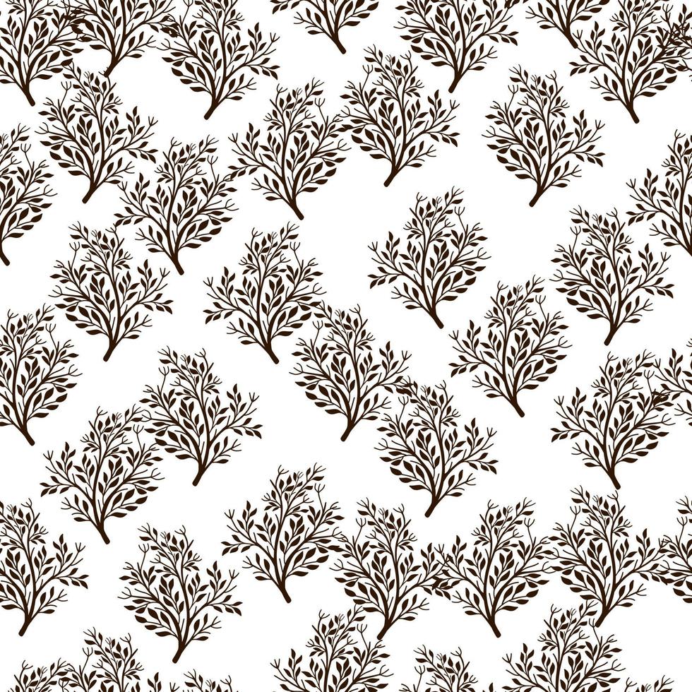 Isolated seamless pattern with hand drawn purple random bush elements. White background. Floral print. vector