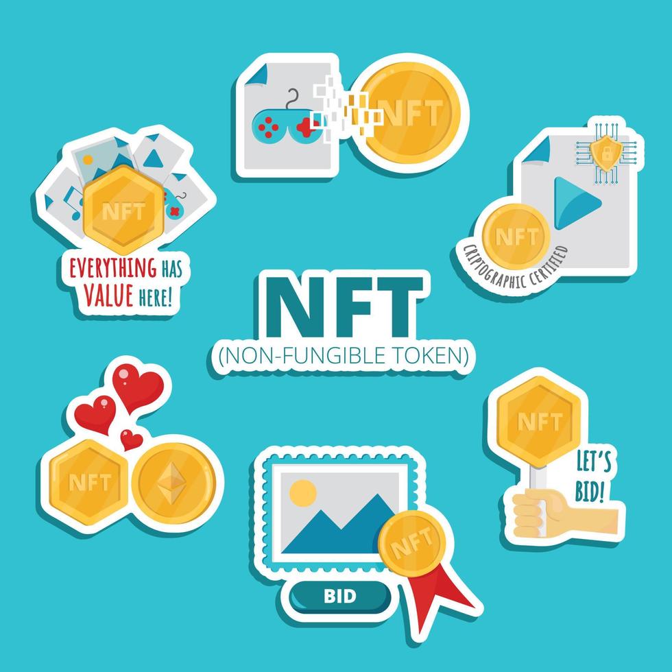Non-Fungible Token Sticker Collection vector