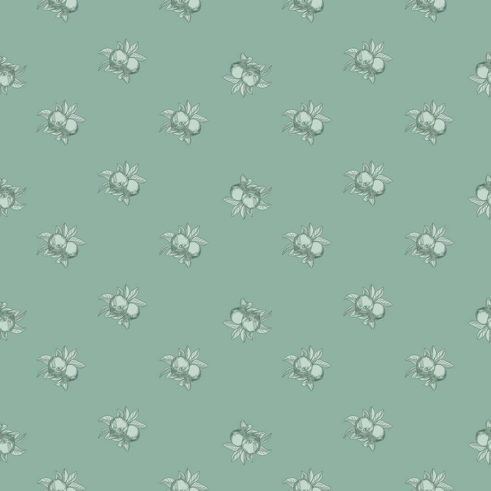 patrón sin costuras de manzanas sobre fondo verde. papel tapiz botánico vintage. vector