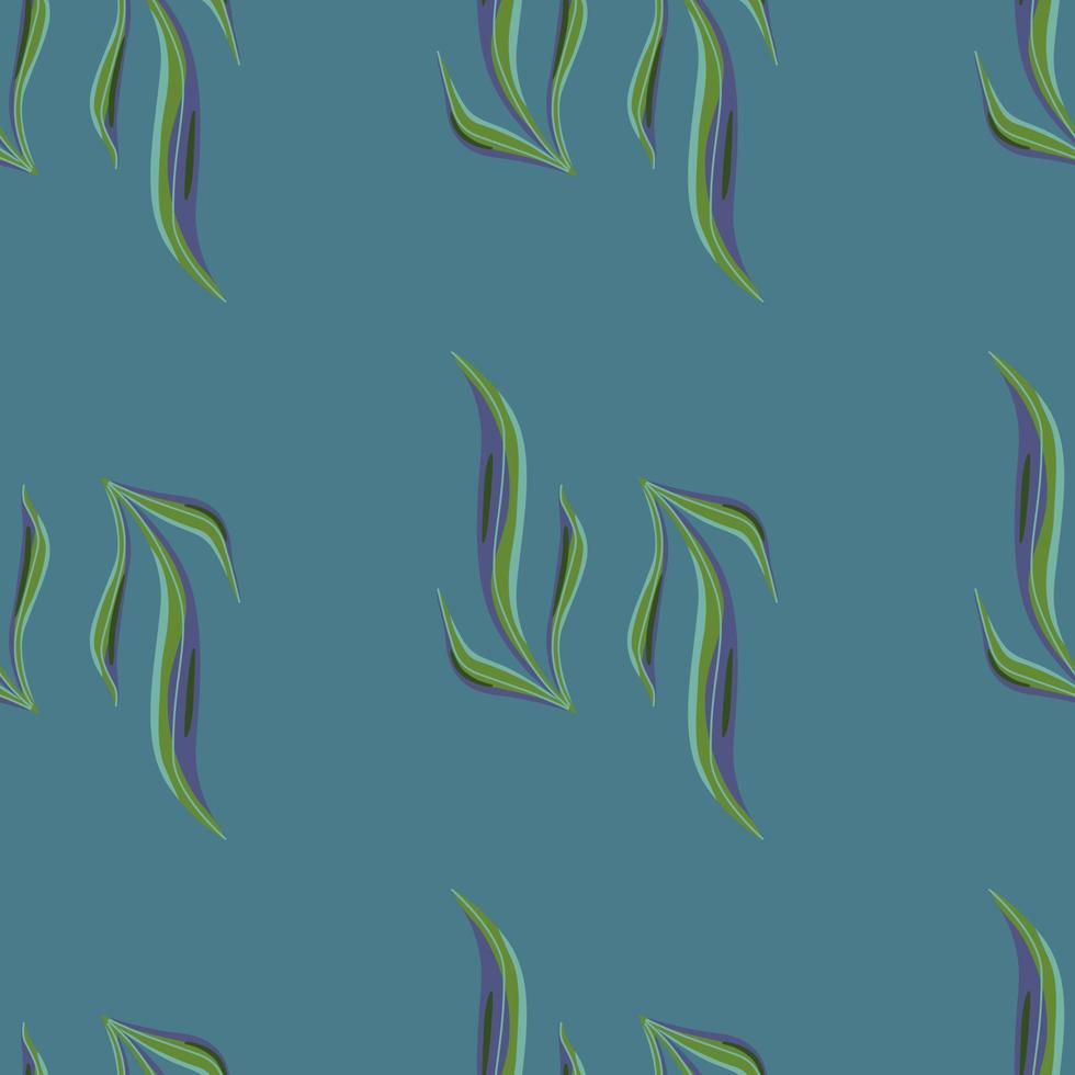 Seamless pattern seaweed on blue background. Marine flora templates for fabric. vector