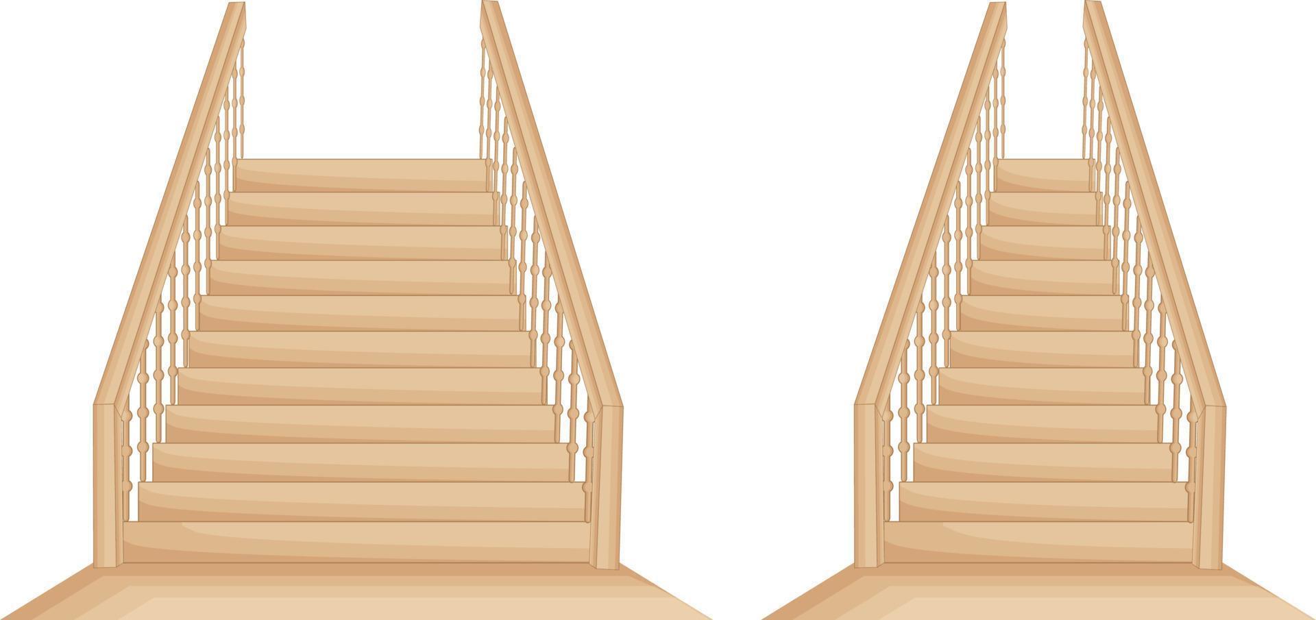 Escaleras de madera anchas y estrechas aisladas vector