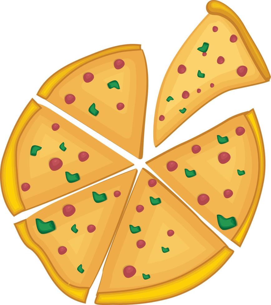 Delicious Sliced Pizza junk food vector