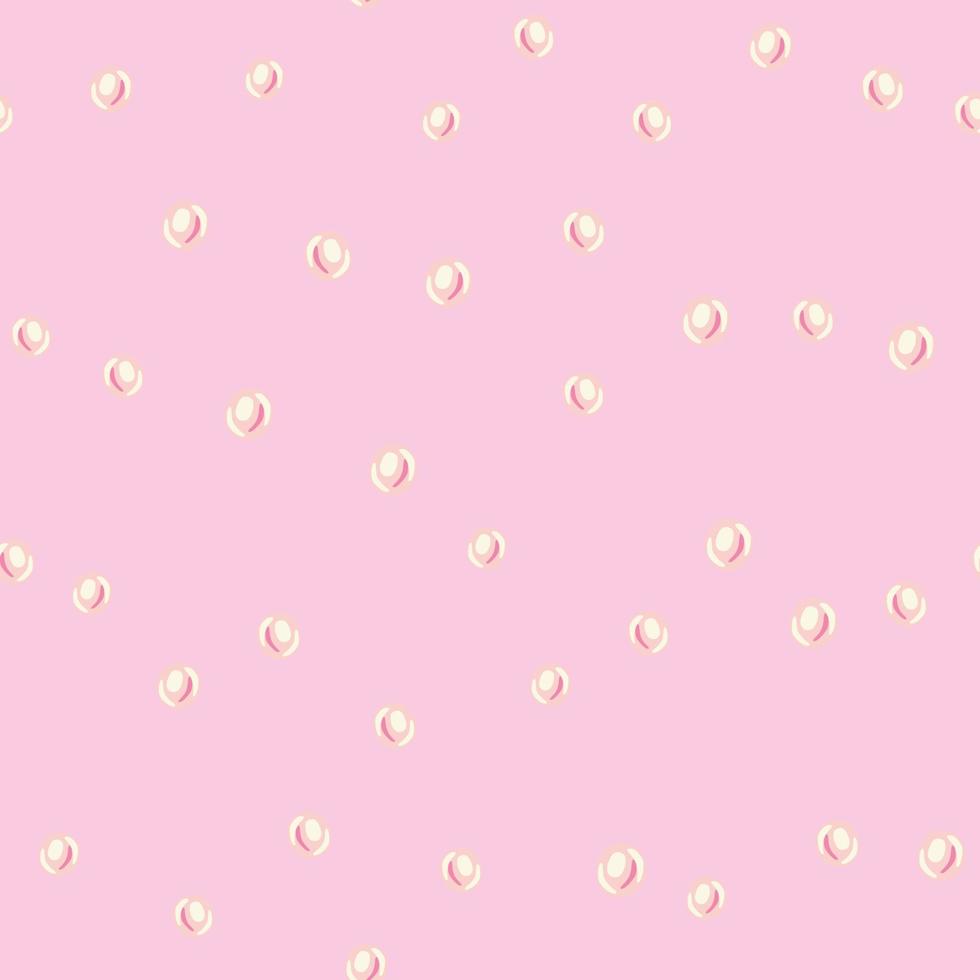 Random seamless pattern with doodle pearls silhouettes. Aqua bubbles on pink background. vector