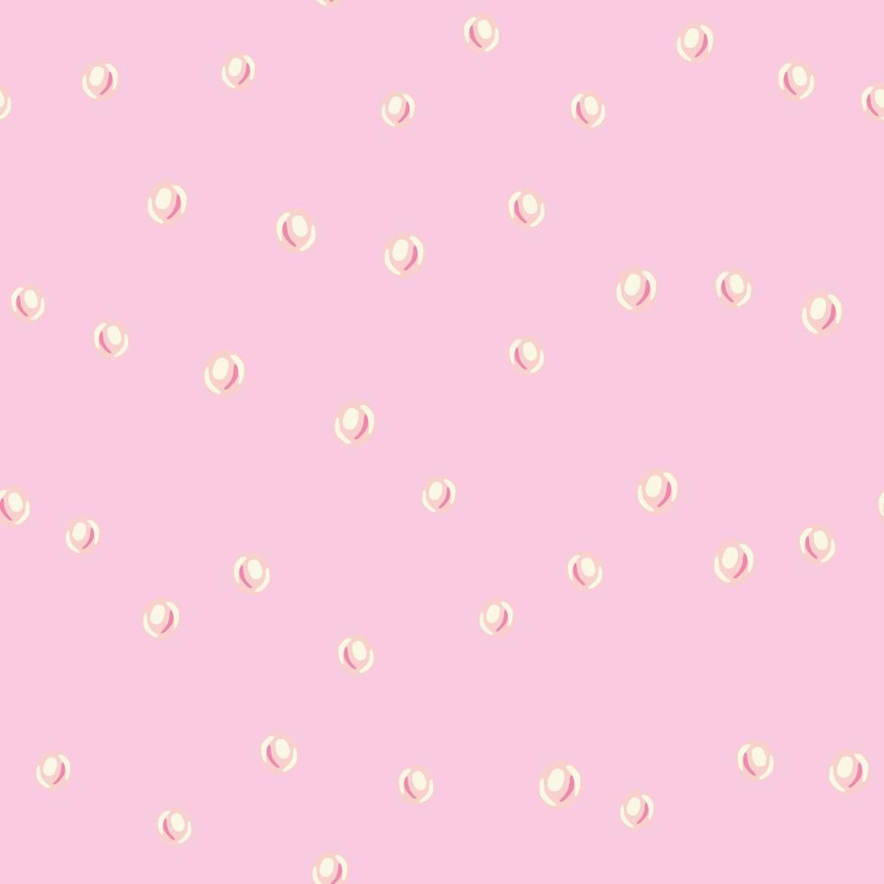 Random seamless pattern with doodle pearls silhouettes. Aqua bubbles on pink background. vector