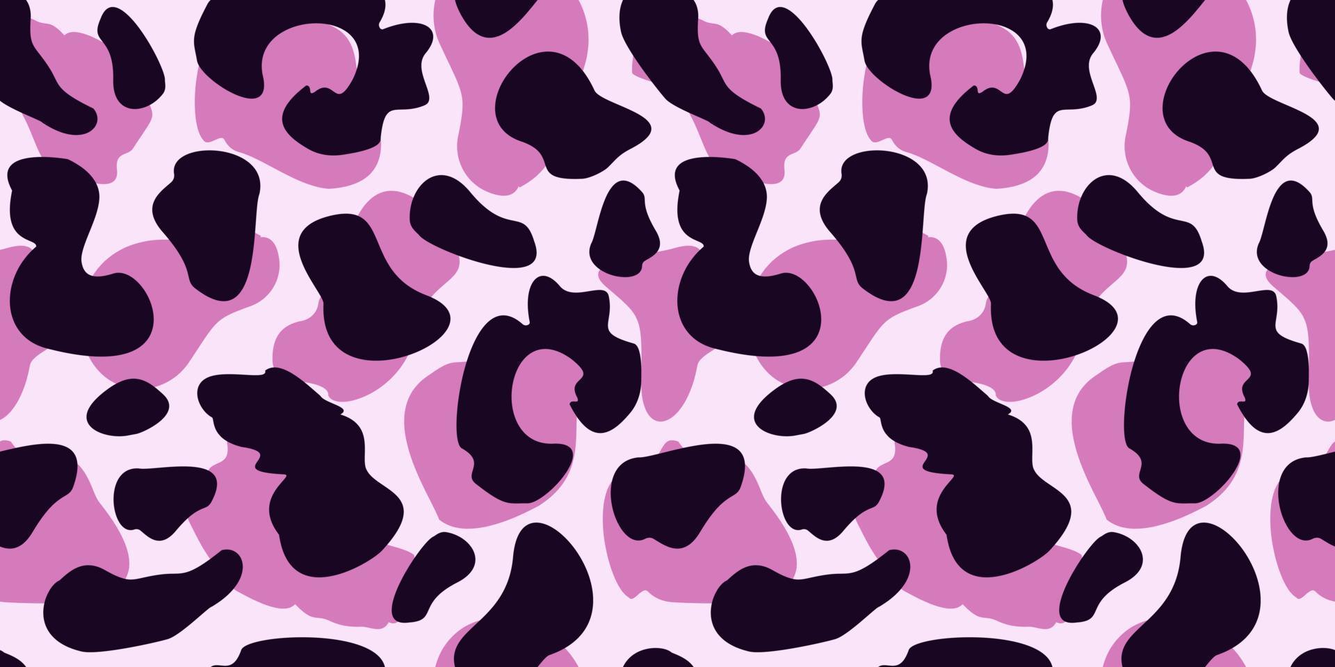 Pink leopard skin seamless pattern. Wild african cats repeat illustration. Abstract cheetah fur wallpaper vector