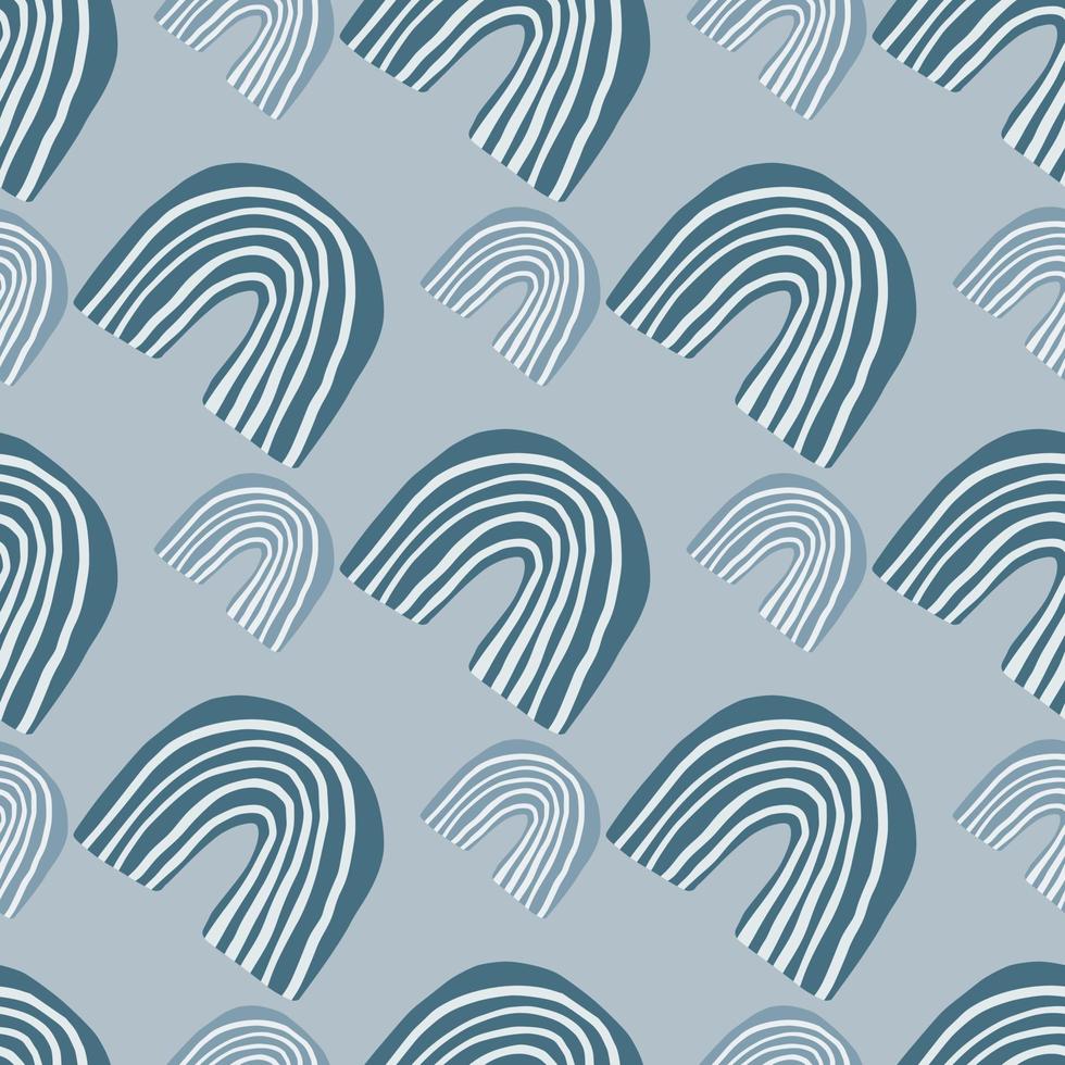 Creative pattern design with small and middle rainbows in blue tones. Scandinavian style. vector