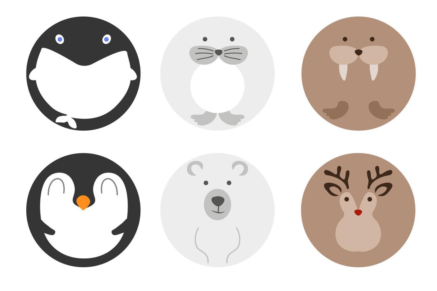 Cute Arctic Animals - whale, seal, walrus, penguin, bear, reindeer - Free  Vector Illustration 5588475 Vector Art at Vecteezy