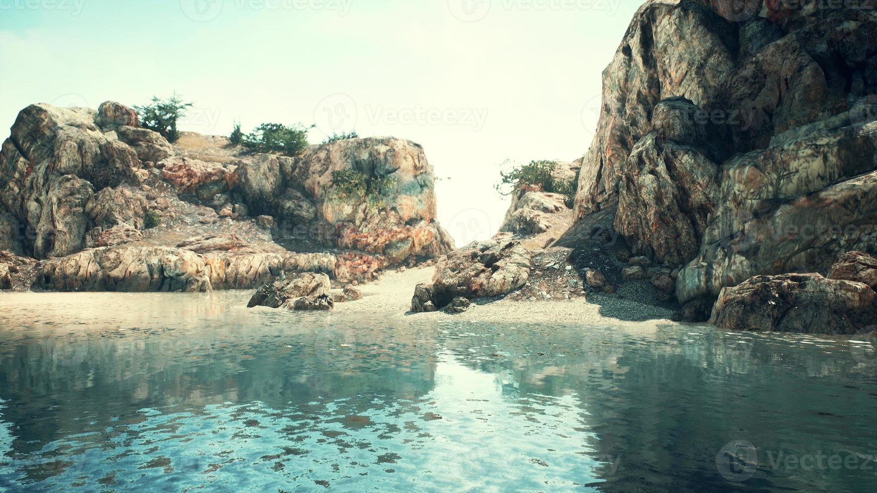 panoramic view of nice colorful huge cliff and sea photo