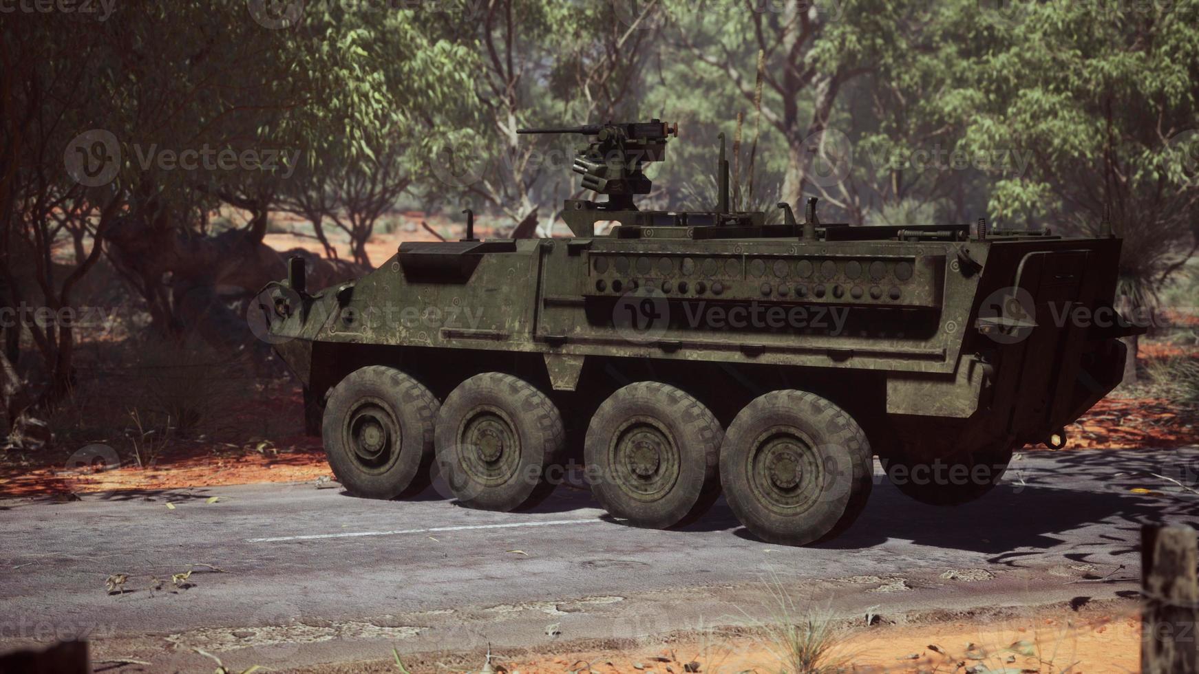 armored battle army tank on the road photo