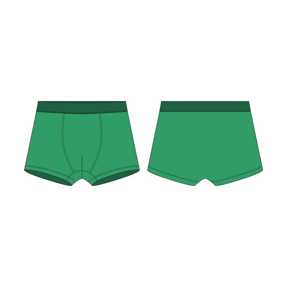 calzoncillos boxer en dibujo técnico de color verde. boxeadores calzoncillos vector