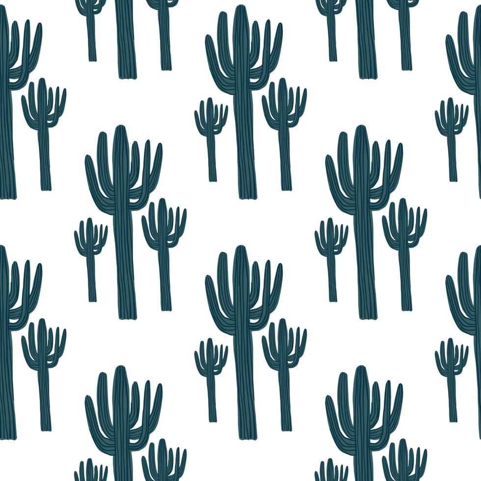 Geometric cacti wallpaper. Abstract cactus seamless pattern on white background. vector