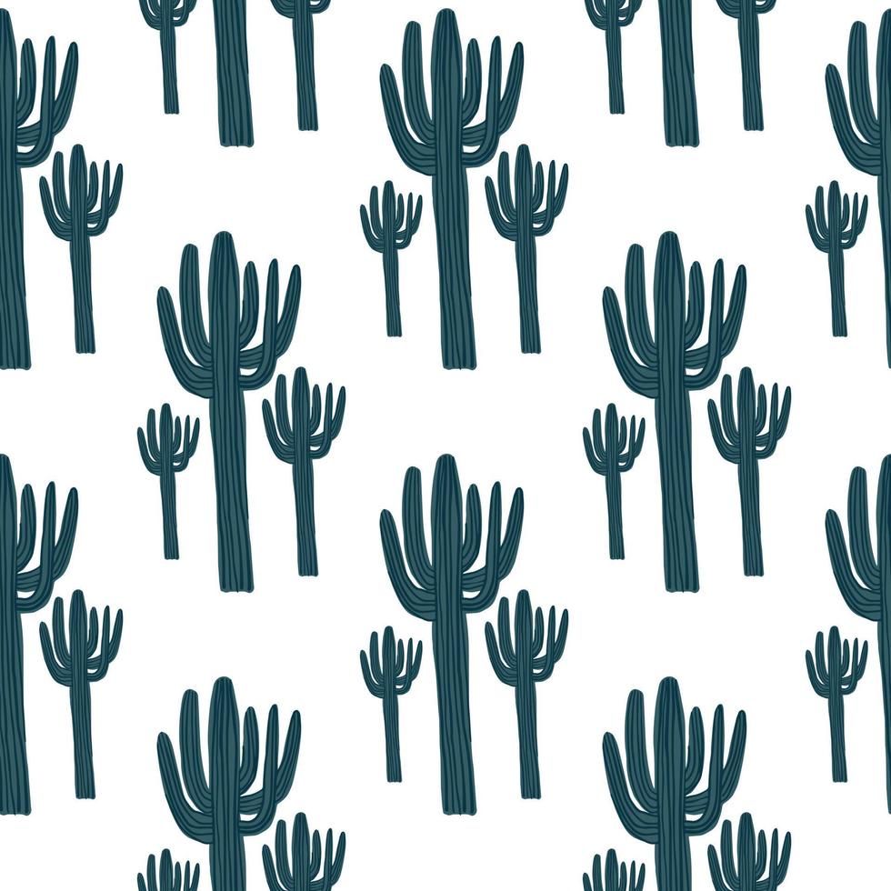 Geometric cacti wallpaper. Abstract cactus seamless pattern on white background. vector