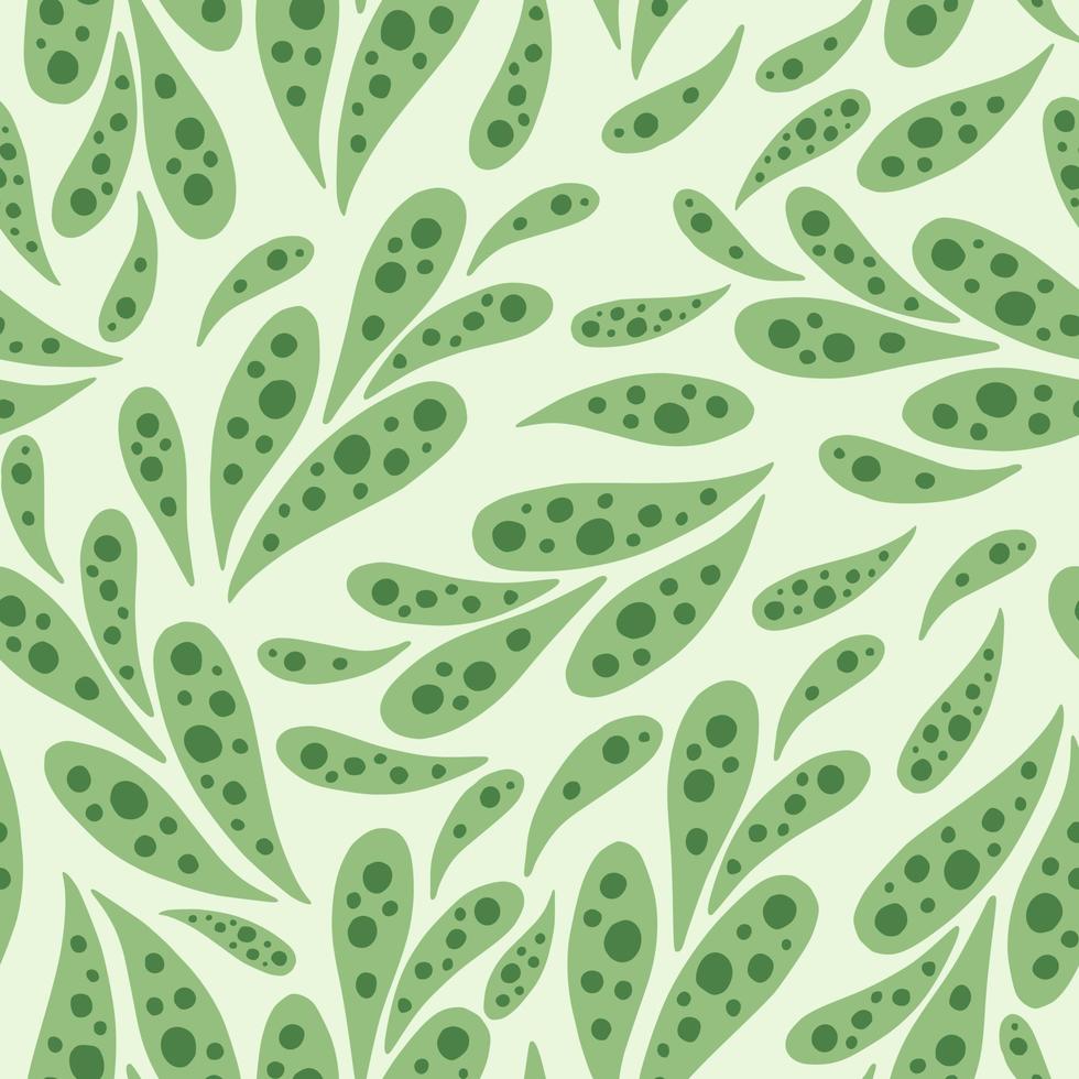 Random seamless pattern with doodle green oriantal cucucmer shapes. Creative paisley backdrop. vector