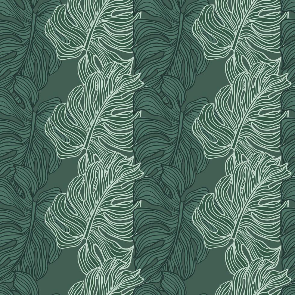 hojas tropicales silueta de patrones sin fisuras. papel pintado con hoja de monstera verde. follaje tropical dibujado a mano. vector