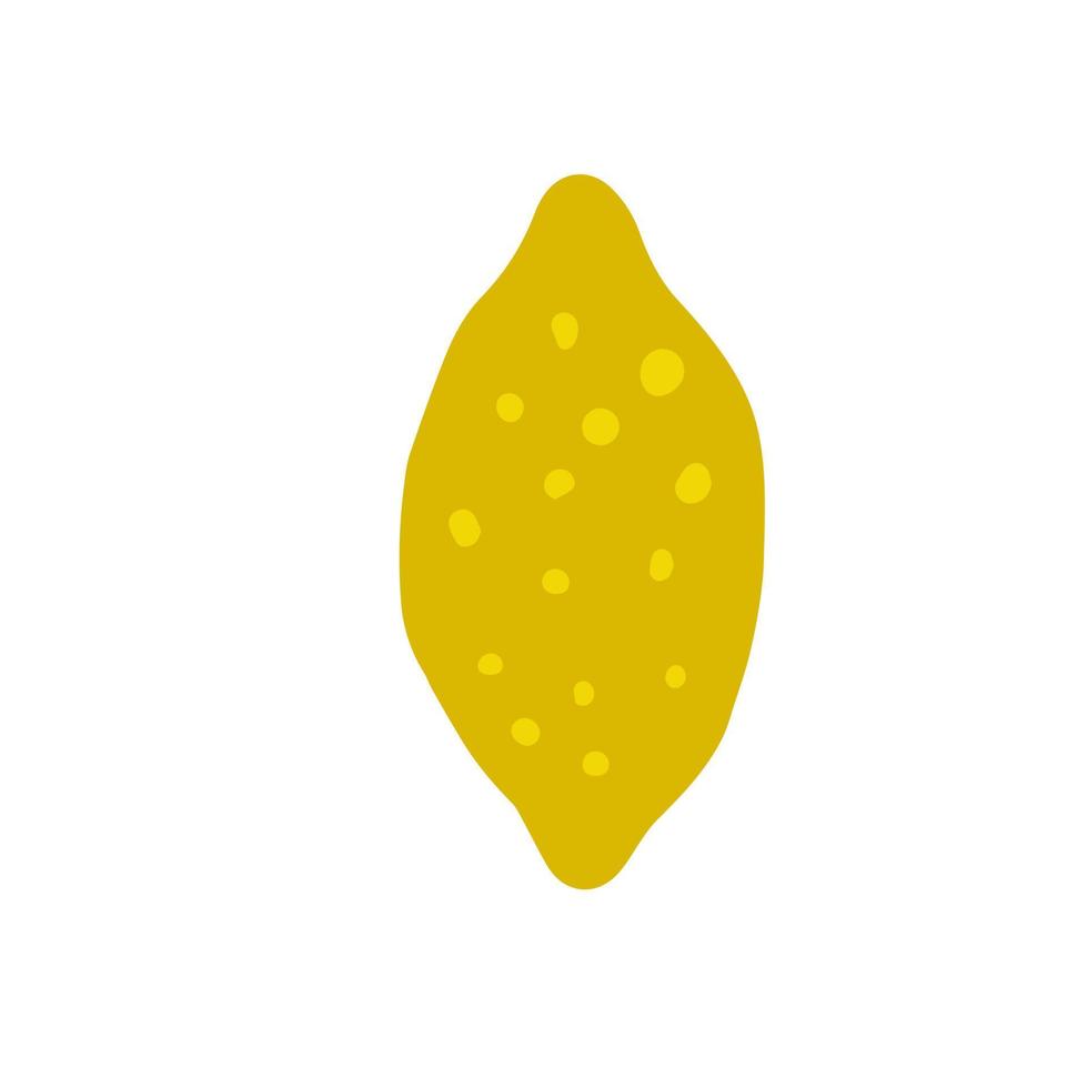 Hand drawn ripe lemon isolated on white background. Fresh organic citrus vector