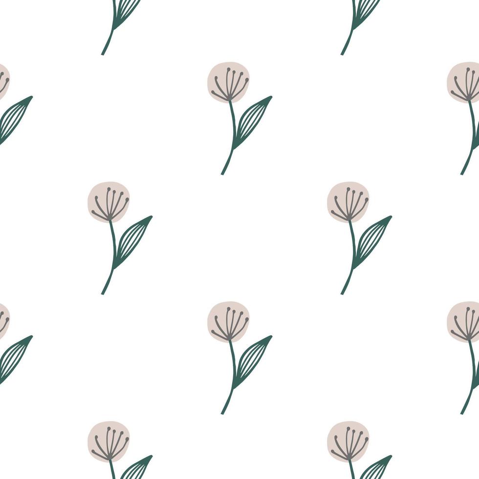 Hand drawn dandelion seamless pattern isolated on white background. Botanical wallpaper. vector
