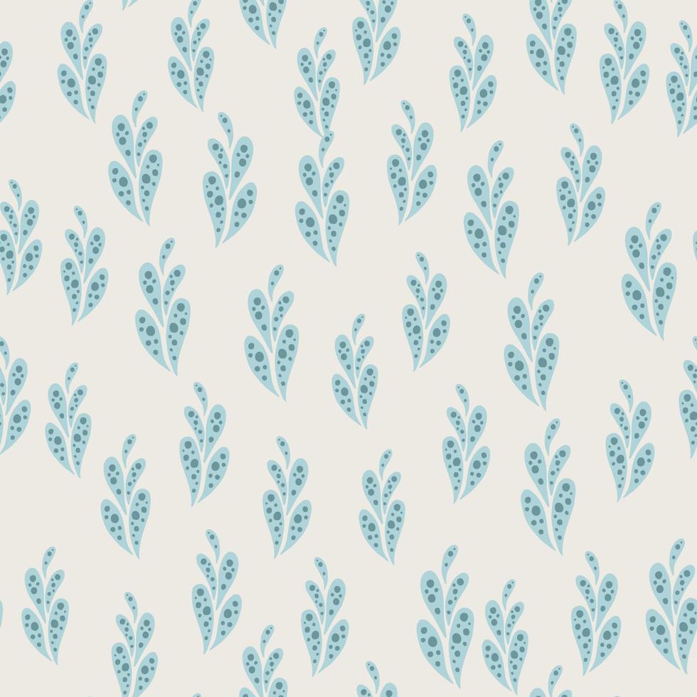 Creative scrapbook seamless pattern with little blue oriental cucumber shapes. Light grey background. vector