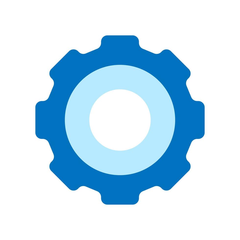 Blue pictogram, gear icon. Simple flat design. Flat vector illustration