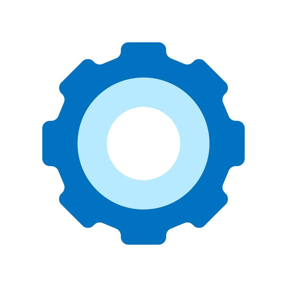 Blue pictogram, gear icon. Simple flat design. Flat vector illustration