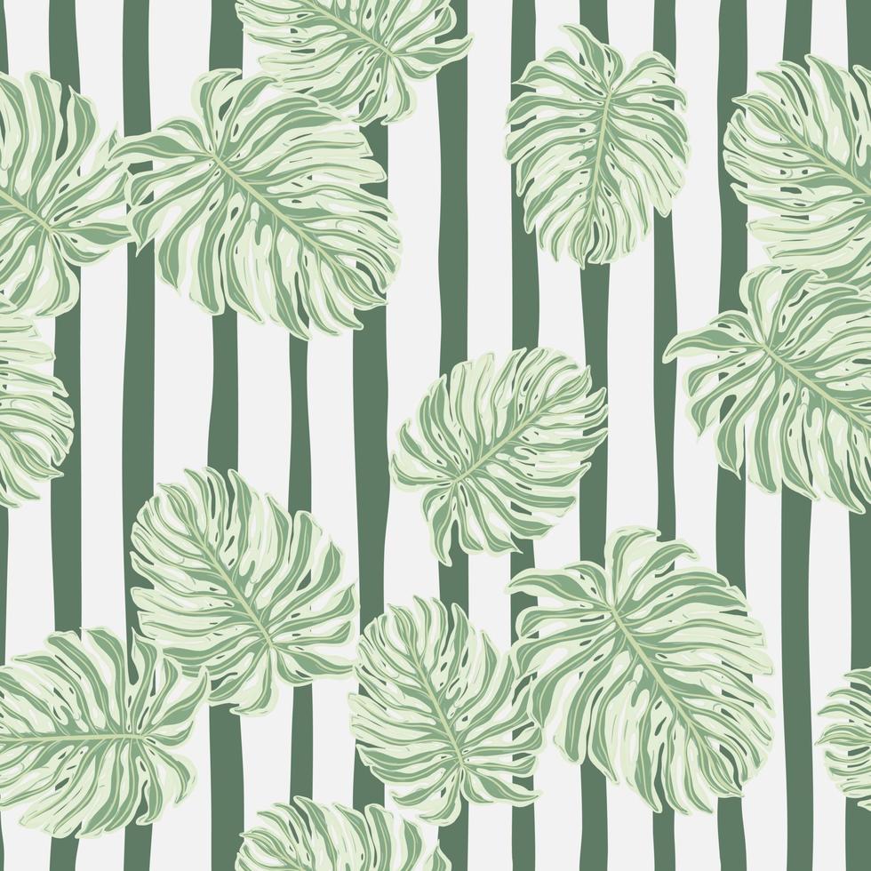 seamless pattern with random monstera leaves silhouettes. Botany exotic leaf wallpaper. vector