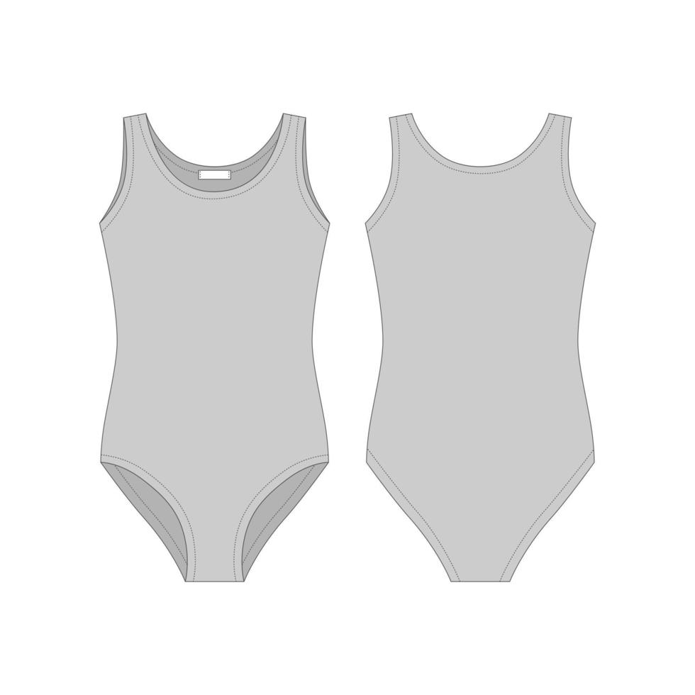 Girls gray bodies wear. Lady body underwear. Female white bodysuit. vector