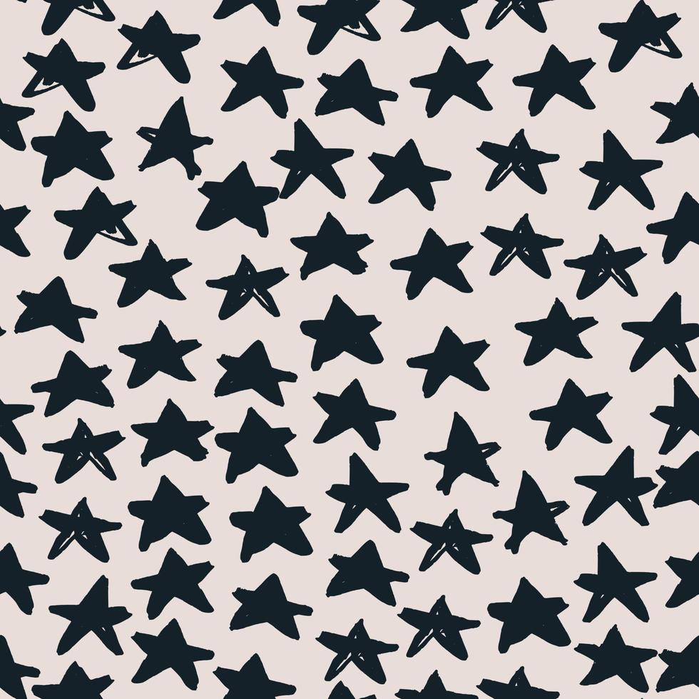 Simple geometric seamless pattern with stars. Stylized black ornament on light background. Creative artwork. vector