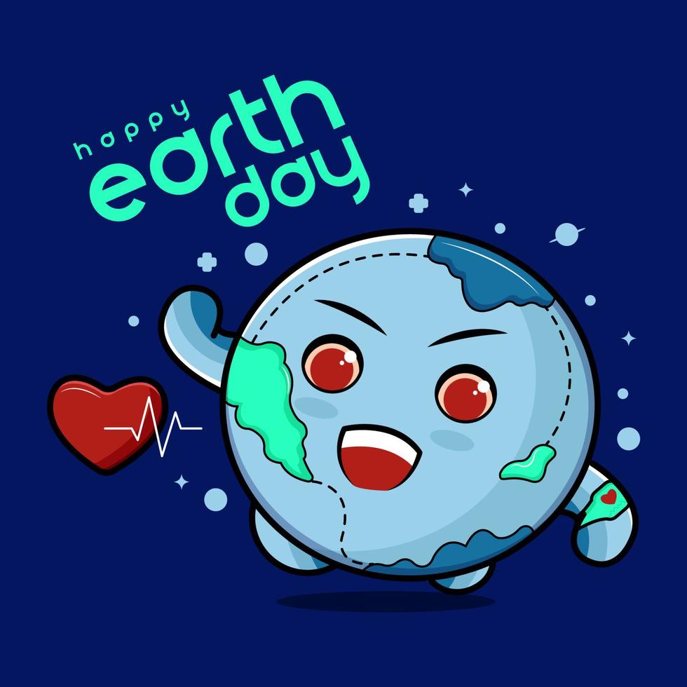 Happy earth day illustration with heart and spirit free download vector
