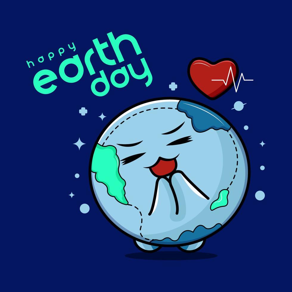 Happy earth day illustration with heart and affection pro download vector