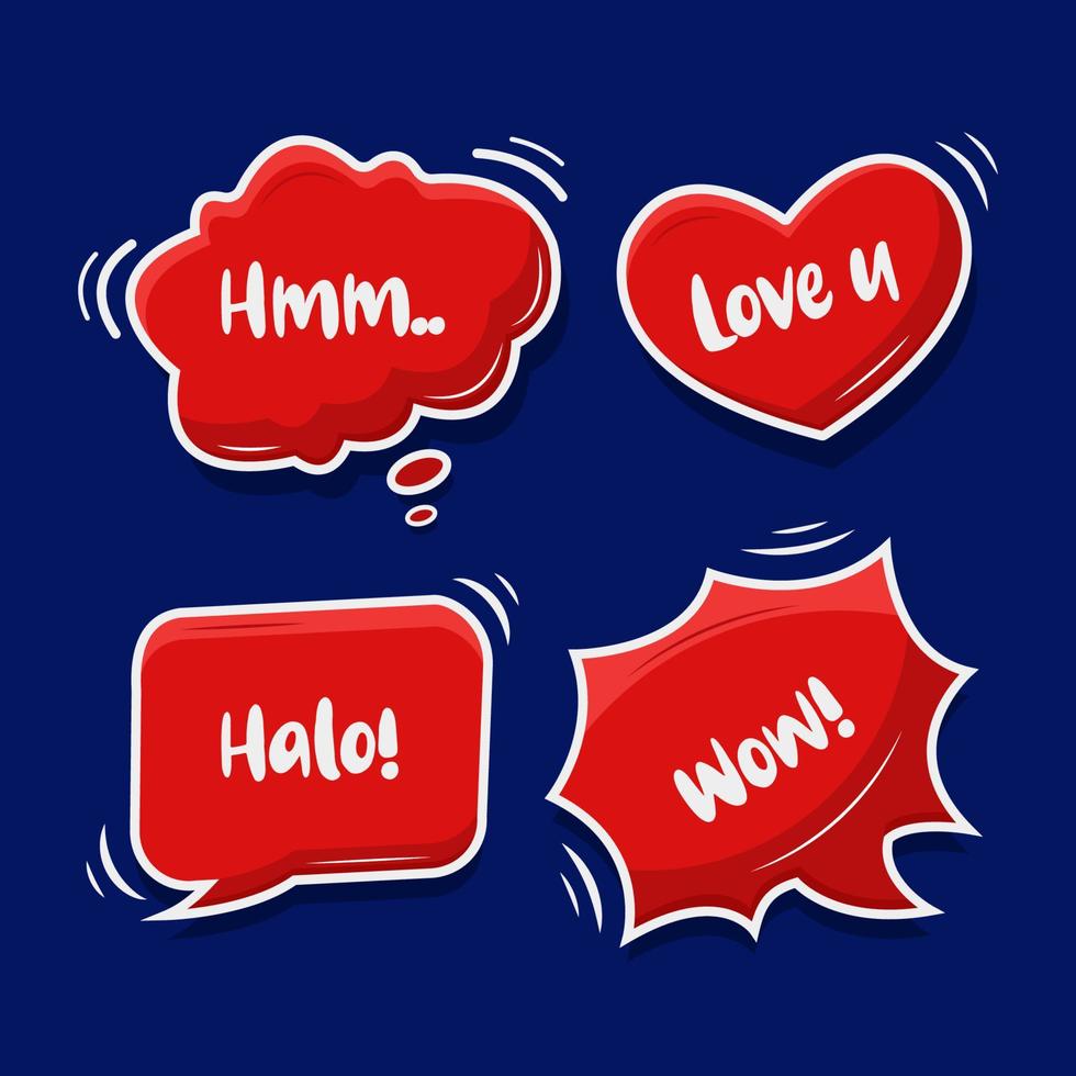 Red comic speech bubbles vector free download