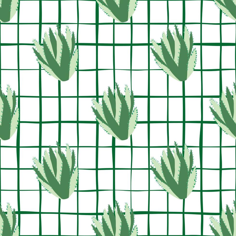 Doodle botanical exotic background. Cactus seamless pattern. Green cacti wallpaper. vector