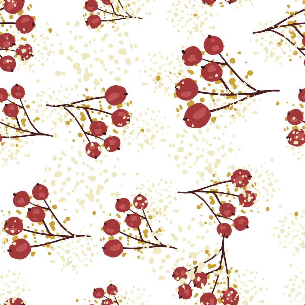 Rowan berry seamless pattern. Botanical wallpaper. Textile print design. vector