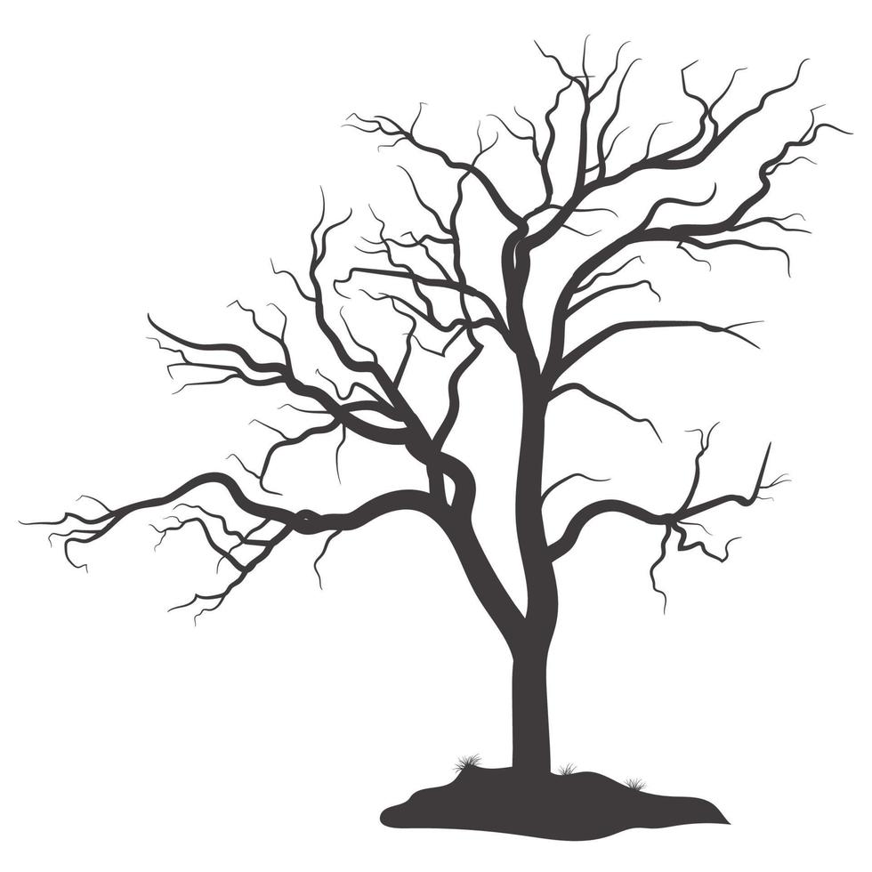 imagen de silueta de árbol muerto de miedo vector