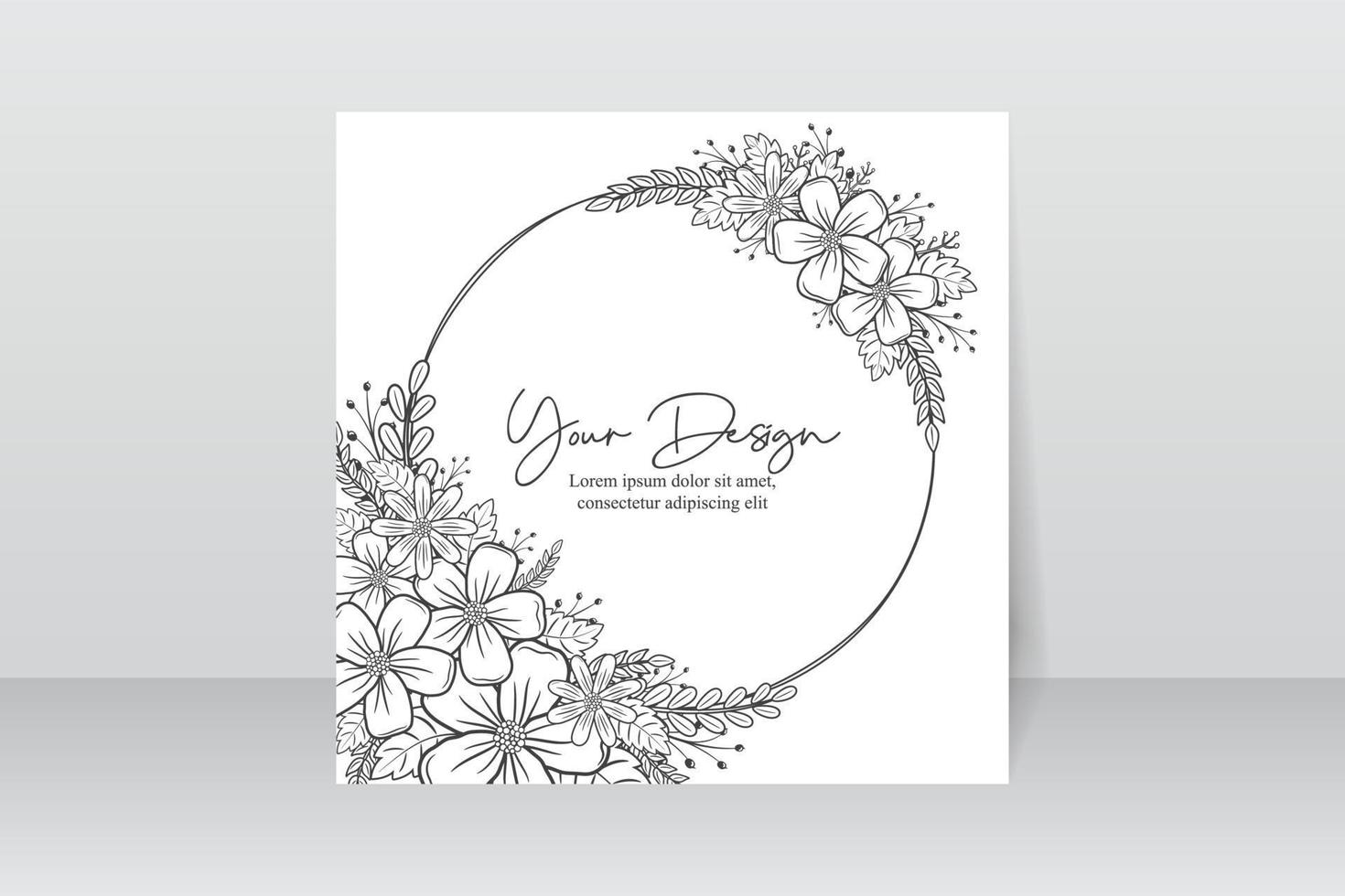Beautiful flower frame background in outline design vector
