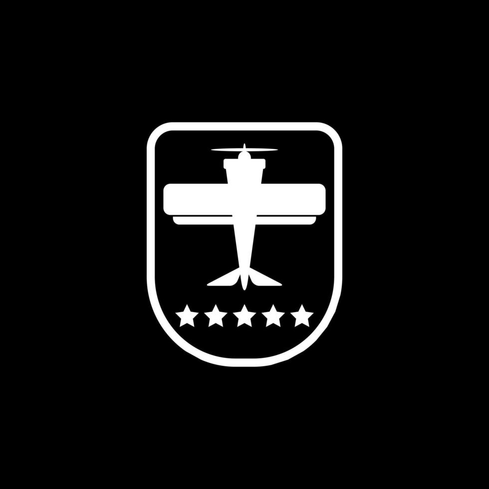 avión de la fuerza aérea con vector de imágenes prediseñadas de icono de logotipo de cinco estrellas