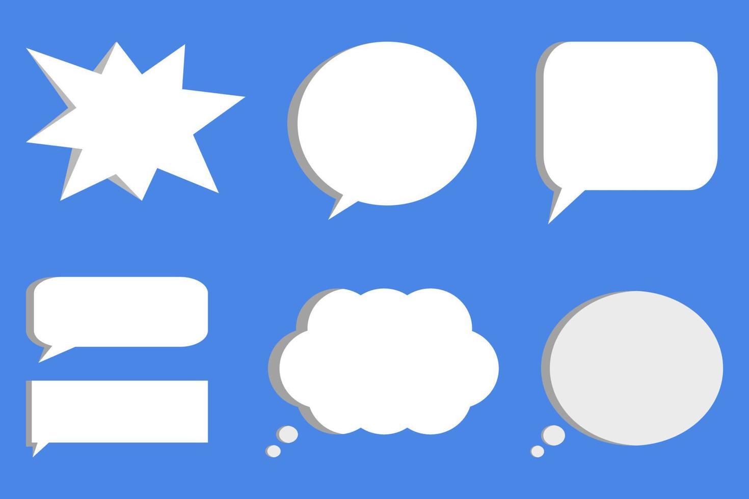 set of speech bubble text vector icon clip art in blue