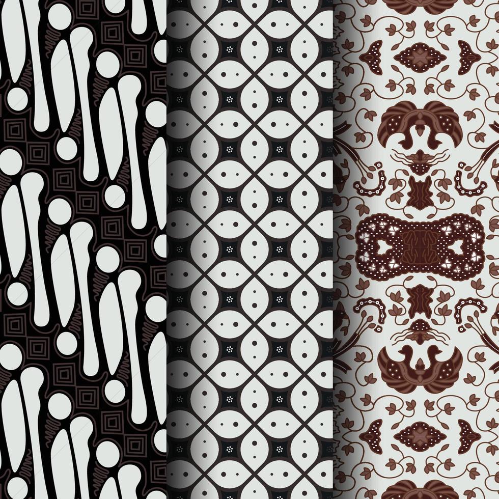 varios patrones de batik de yogyakarta. patrón javanés vector