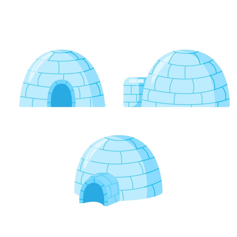 Seo of igloo isolated on white background. Icy cold house in flat design. vector