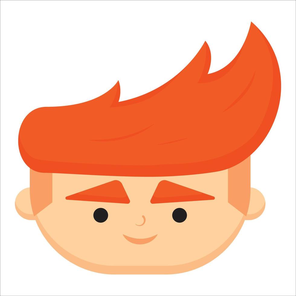 Cute boy face with fanshy hairstyle. vector