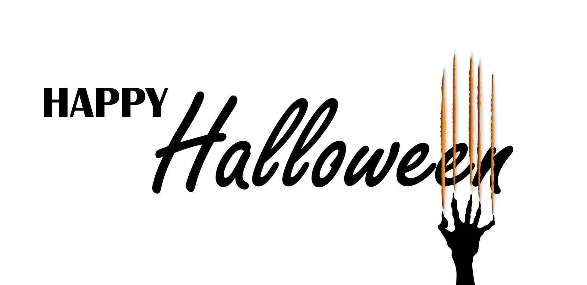 mano zombie rasca el papel del alfabeto de halloween sobre fondo blanco. vector