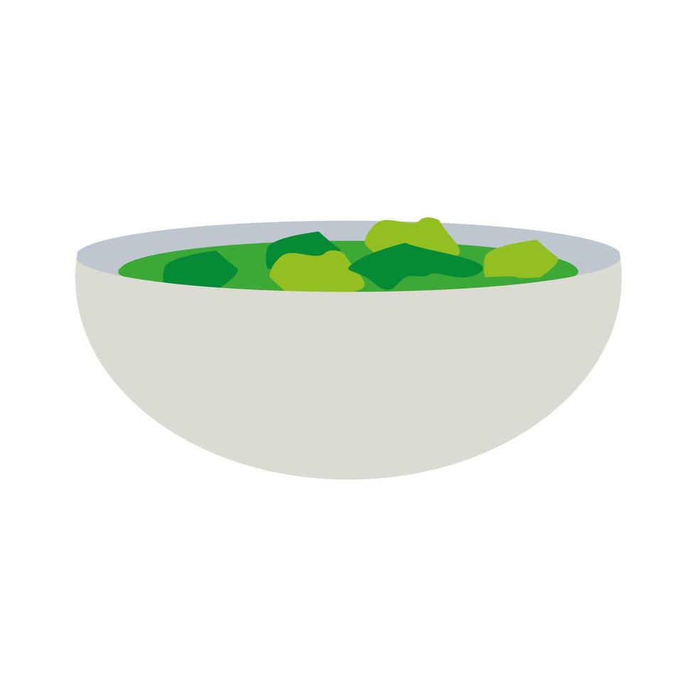 Vector illustration with plate with salad in flat style. Healthy lifestyle. Raw food ingredient.