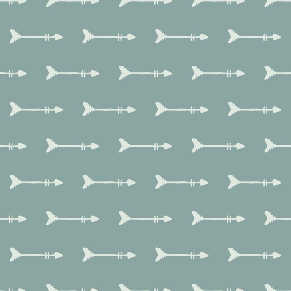 White arrows seamless pattern on light blue background. Horizontlally elements. vector