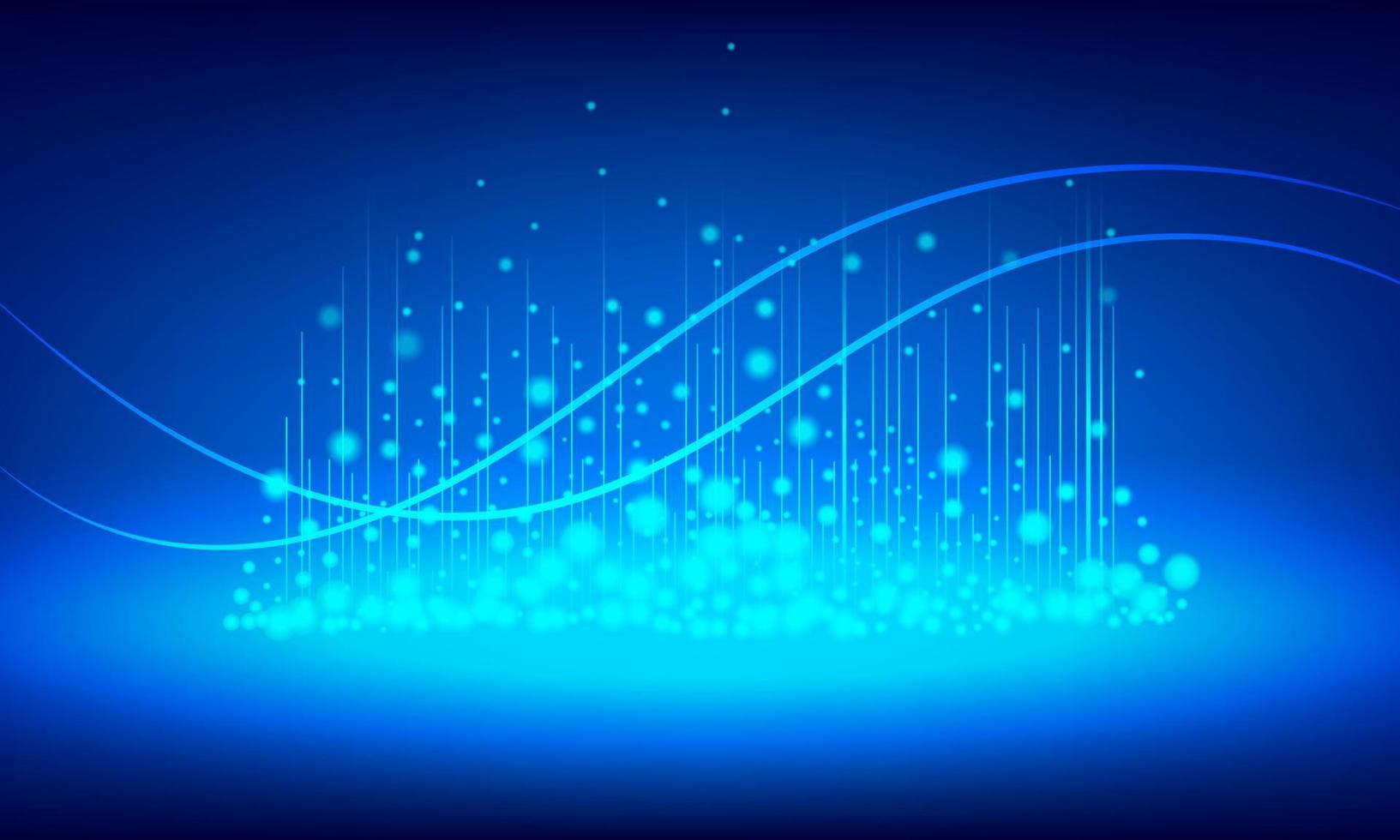 Illustration Vector design digital technology concept. Glowing wavy lines template with Blue background.