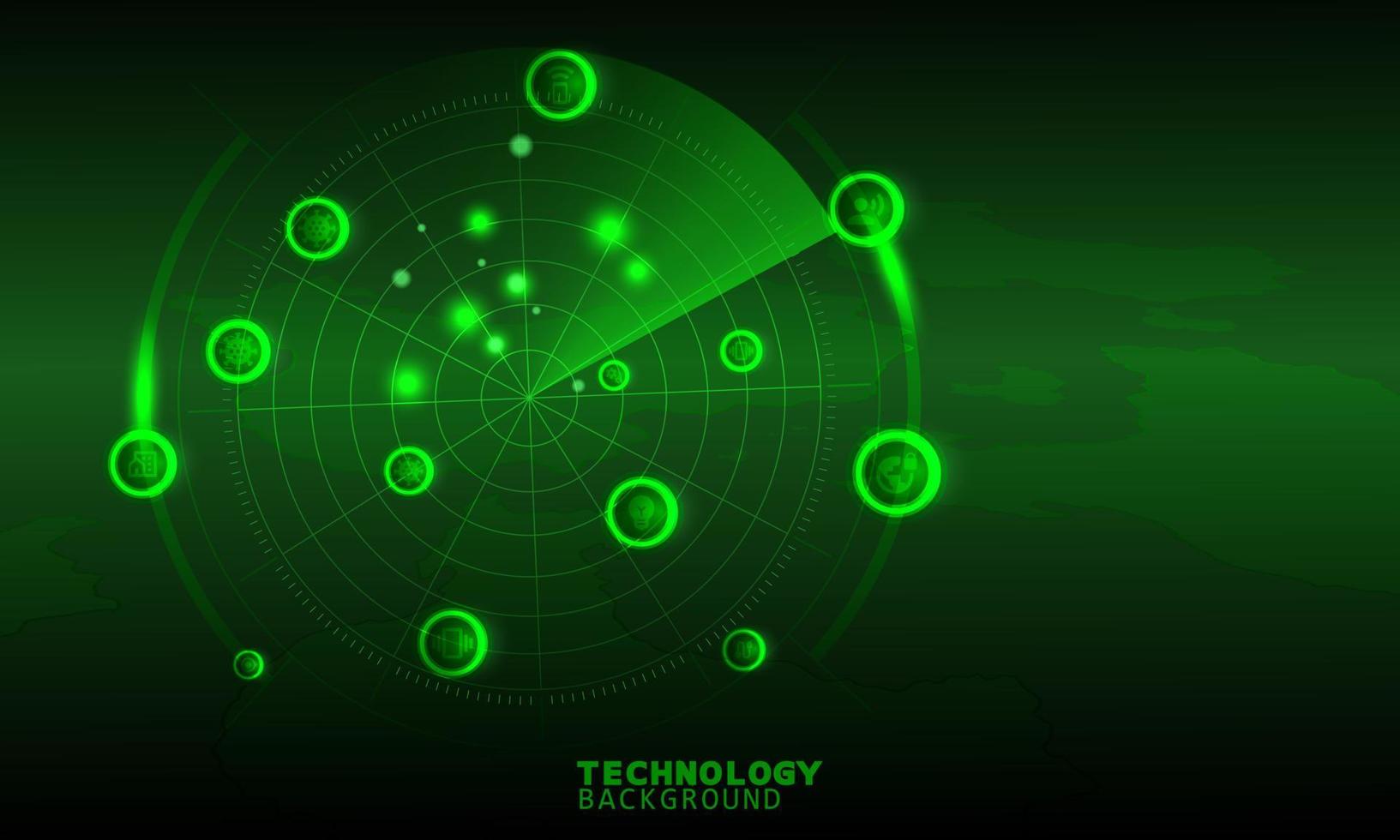 concepto de tecnología de escaneo de radar. fondo de tecnología. efecto neón. concepto de placa de circuito. tecnología digital de alta tecnología. vector