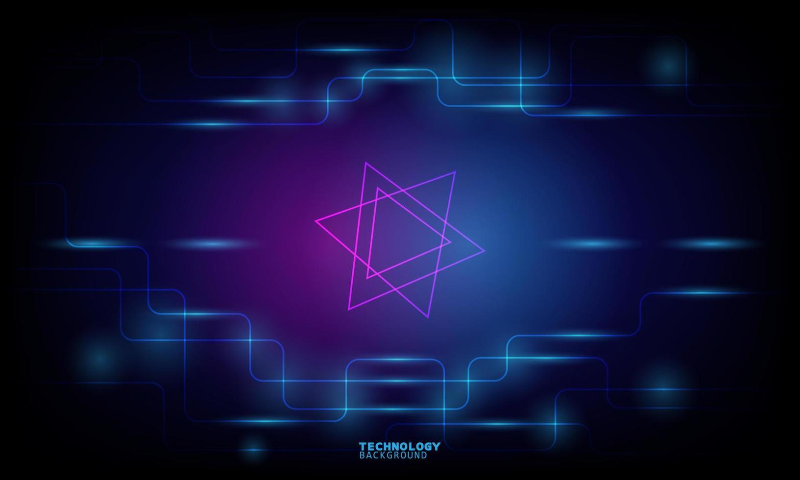 Vector illustration technology with triangles over dark blue and pink background.