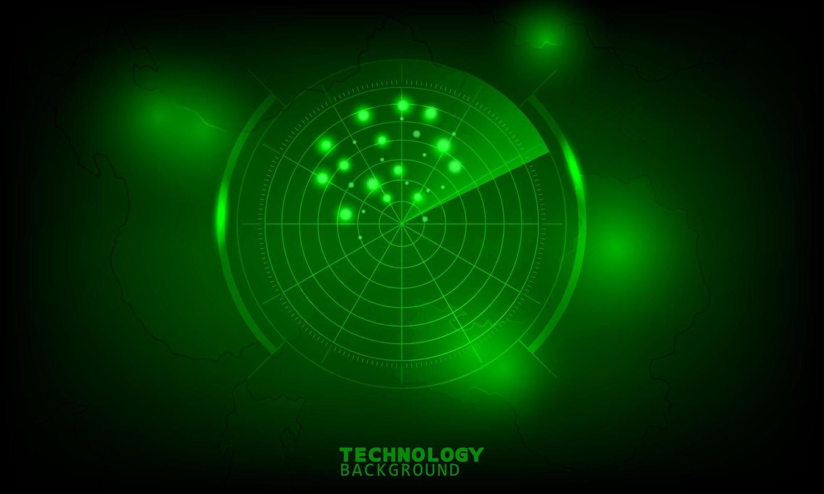 concepto de tecnología de escaneo de radar. fondo de tecnología. efecto neón. concepto de placa de circuito. tecnología digital de alta tecnología. vector