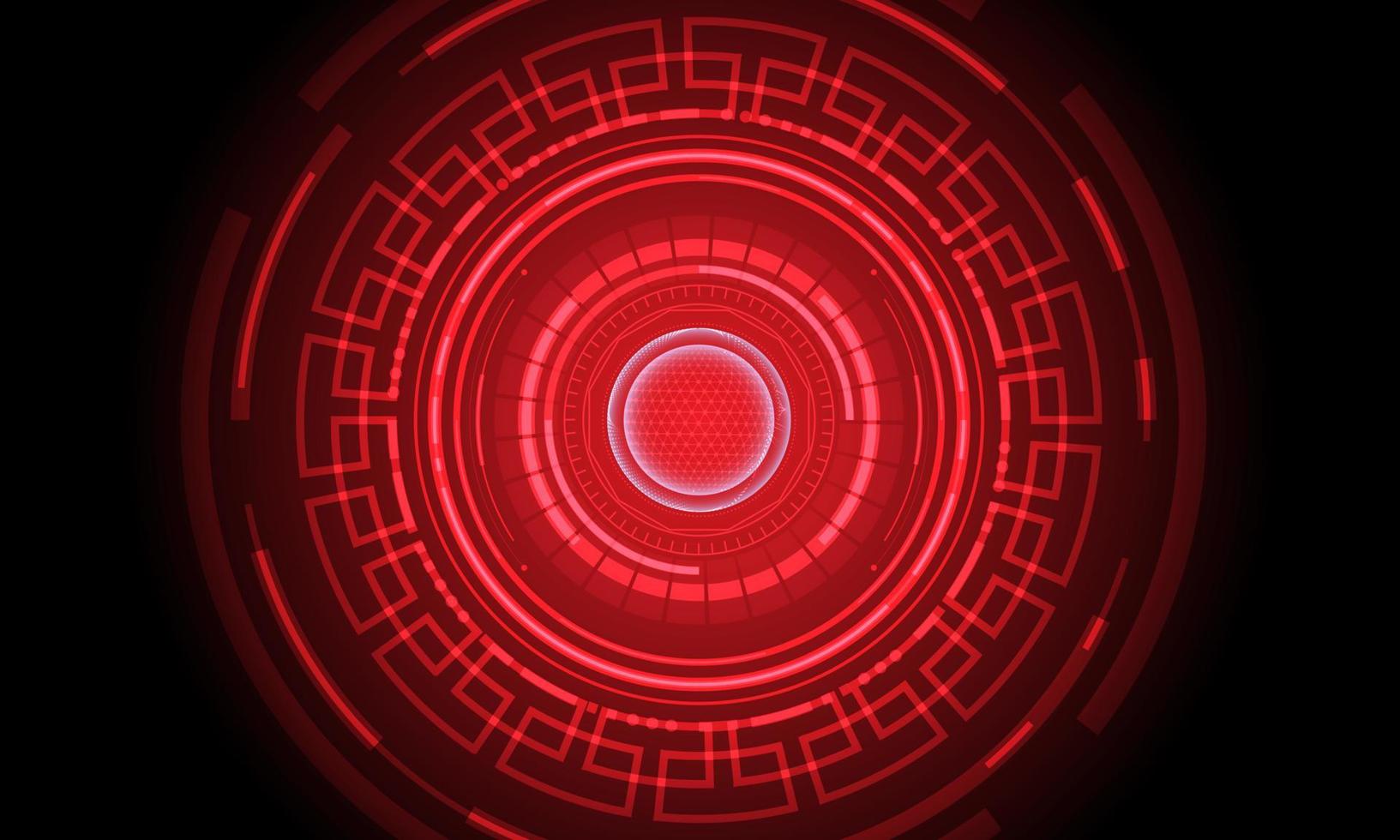 concepto de comunicación de tecnología abstracta de fondo vectorial. figura láser de círculo cibernético sobre fondo abstracto. azul y rojo . vector