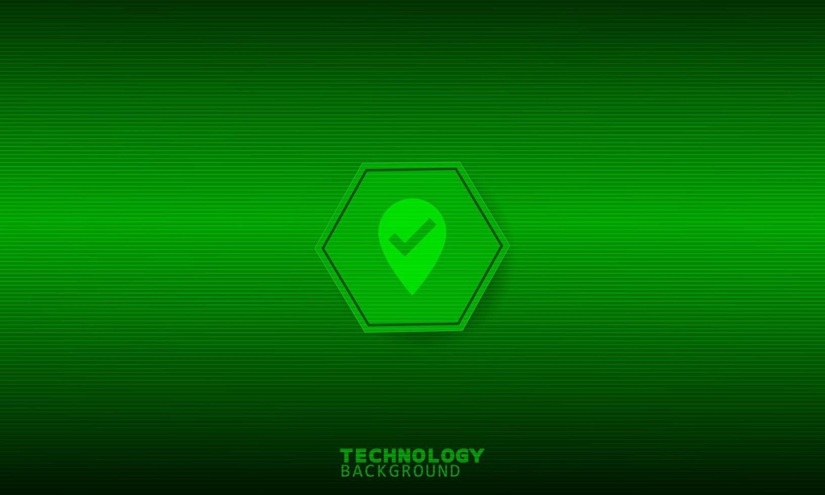 Pin icon in green hexagon with green background. vector