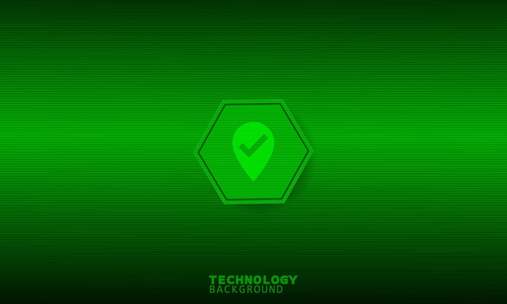 Pin icon in green hexagon with green background. vector