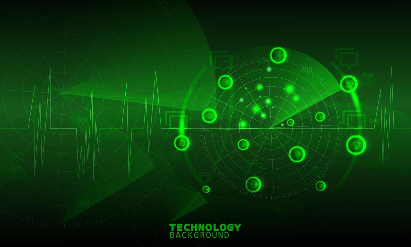 concepto de tecnología de escaneo de radar. fondo de tecnología. efecto neón. concepto de placa de circuito. tecnología digital de alta tecnología. vector