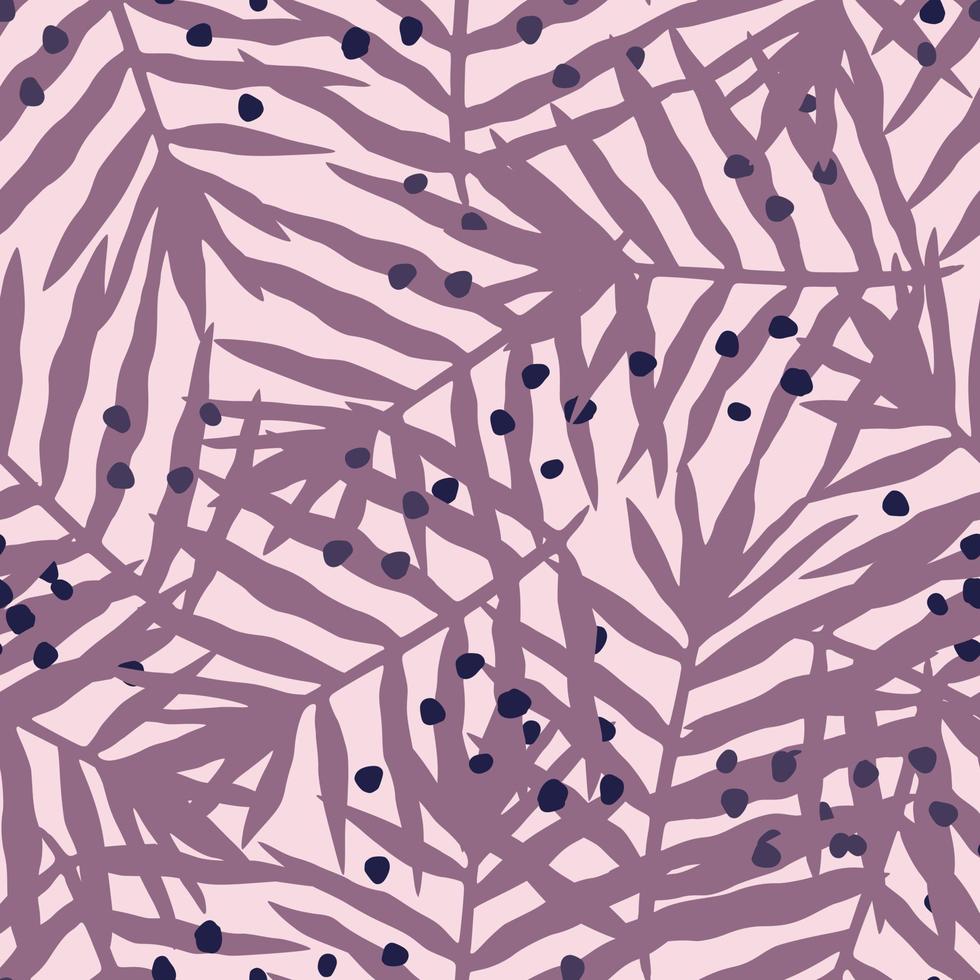 Abstract palm leaf seamless pattern on pink background. Exotic tropical fern leaves endless backfrop. Jungle foliage wallpaper. vector
